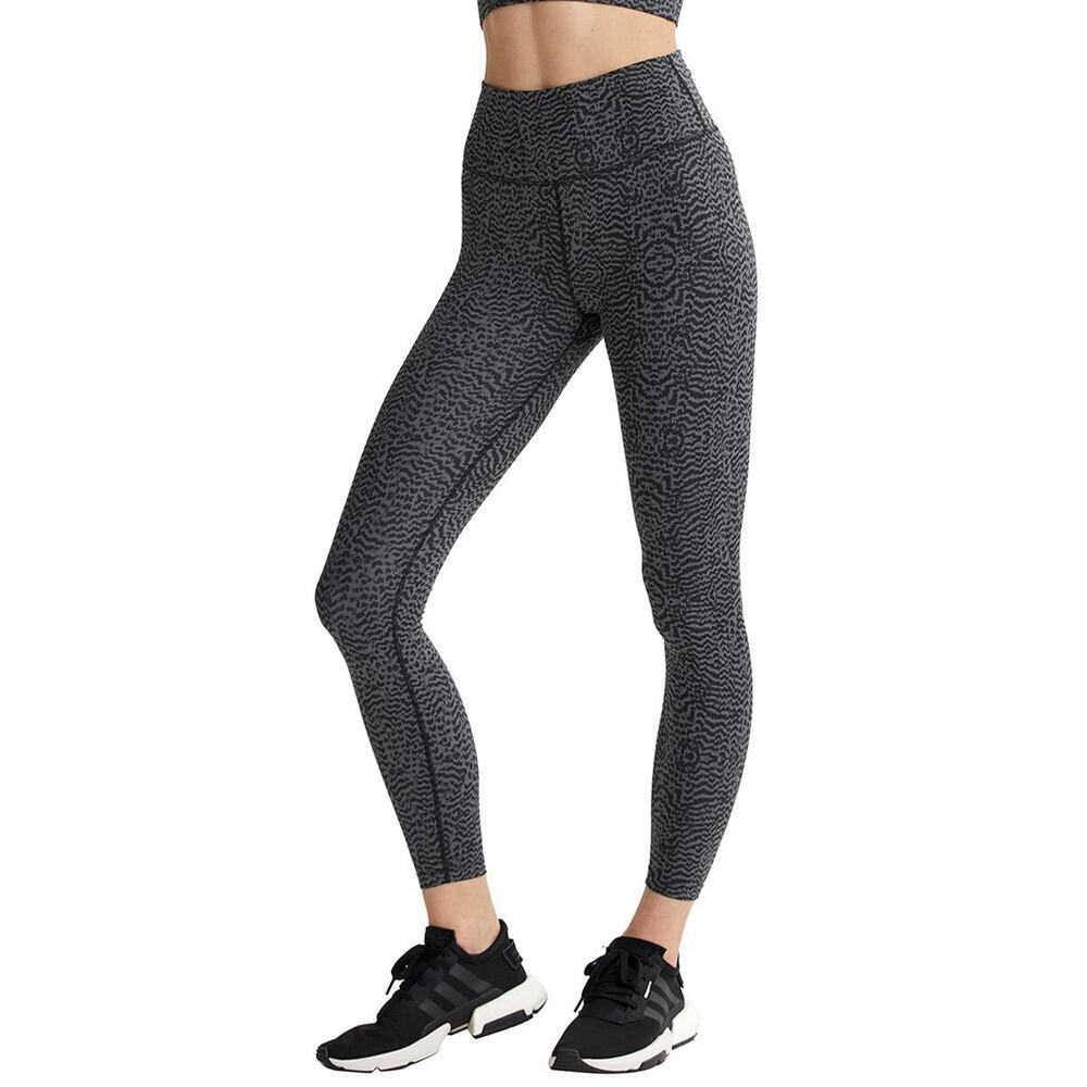 Varley Luna High Rise 7/8 Leggings Gray Nocturnal Feathers Print Size Small